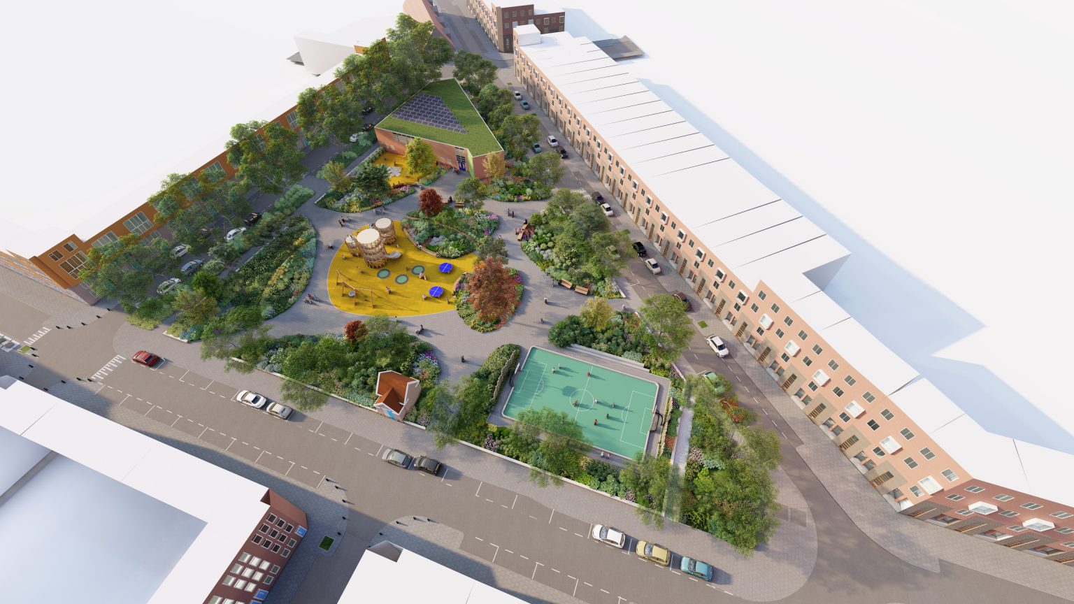 Driehoeksplein_Bewonersbijeenkomst26maart2022_Birdseye realistisch